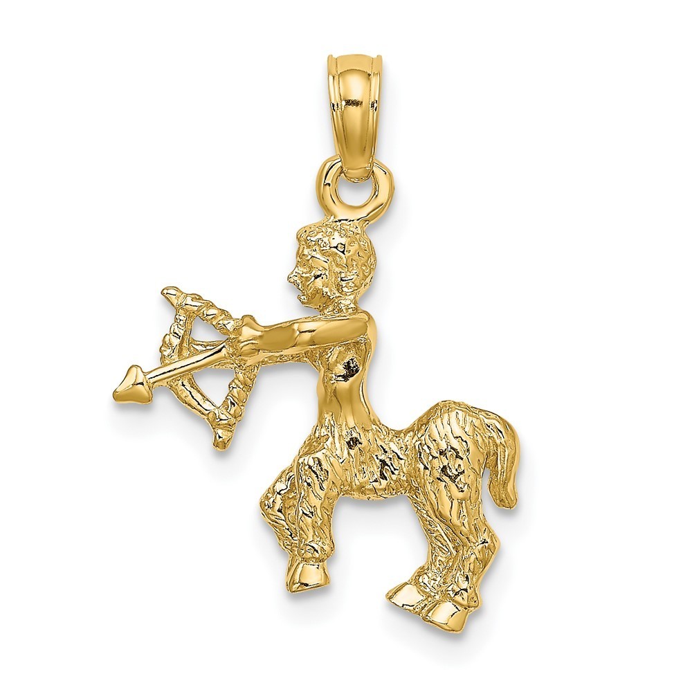Million Charms 10k Yellow Gold 3-D Sagittarius Zodiac Charm Pendant